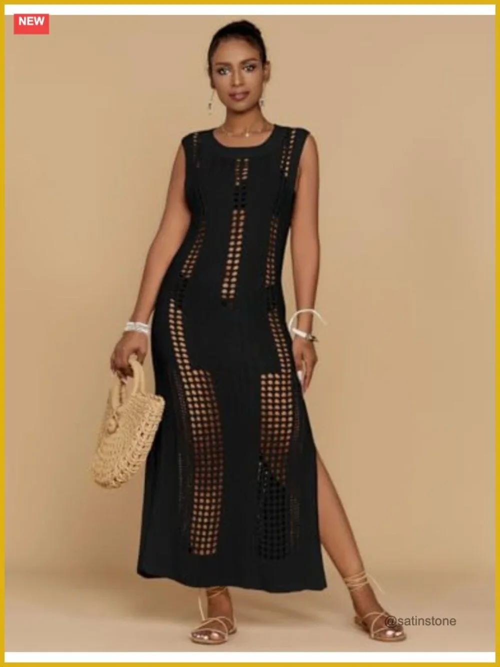 Crochet Sleeveless Beach Cover Up Swimsuit Dress